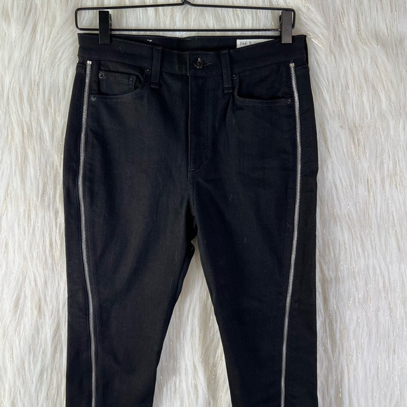 rag & bone Black Nina High Rise Skinny Jeans Cropped Zip Hem Stretch Size 27 - Picture 4 of 12